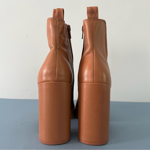 Gianni Bini Ah-Mazed Caramel Brown Leather Block Heel Platform Chelsea Boots - Picture 6 of 8